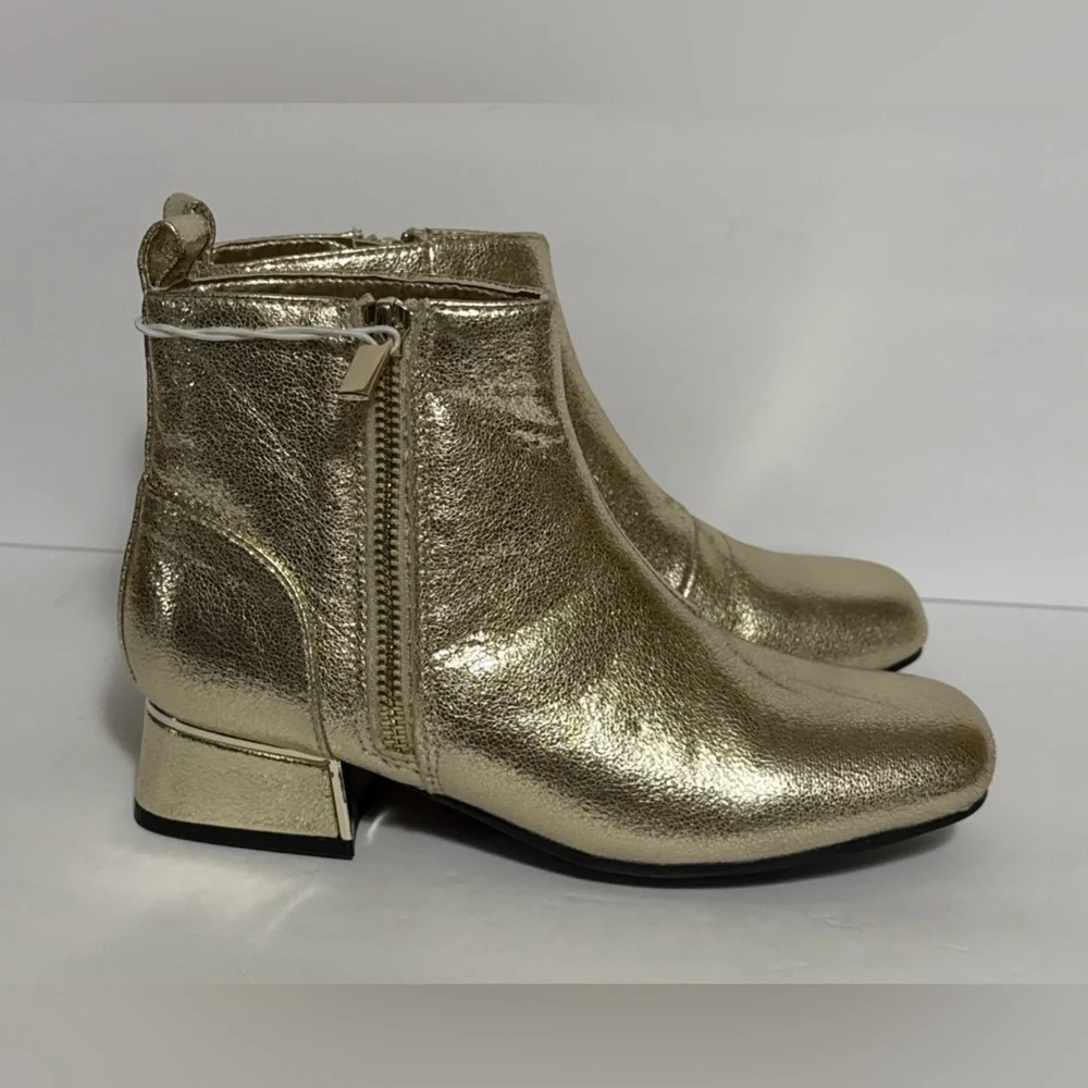 Girls 2M Gold Ankle Bootie With Zipper by I.Miller NWT
